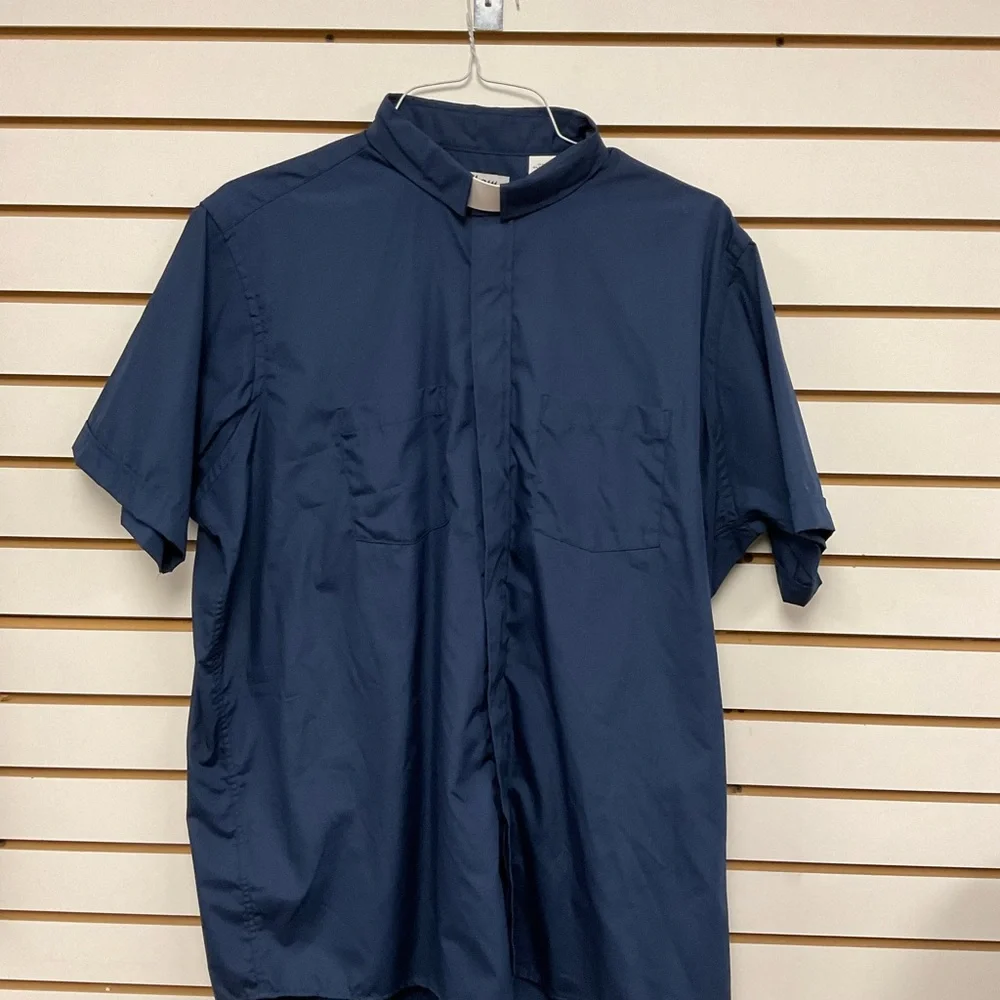 Autom Tailored Apparel Short Sleeve 17 1/2 Tab Collar Blue - Picture 1 of 5